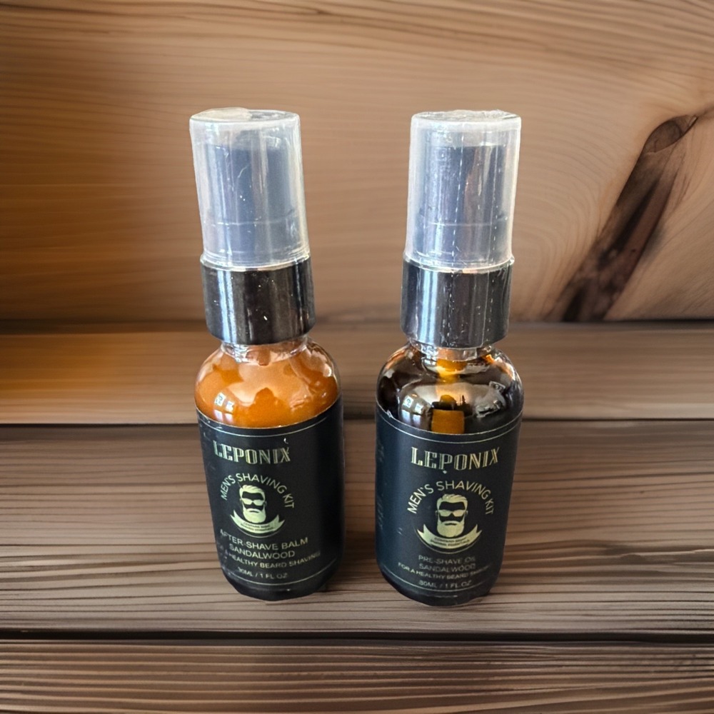 Leponix Men's After Shave Balm & Pre-shave Oil Sandalwood Set